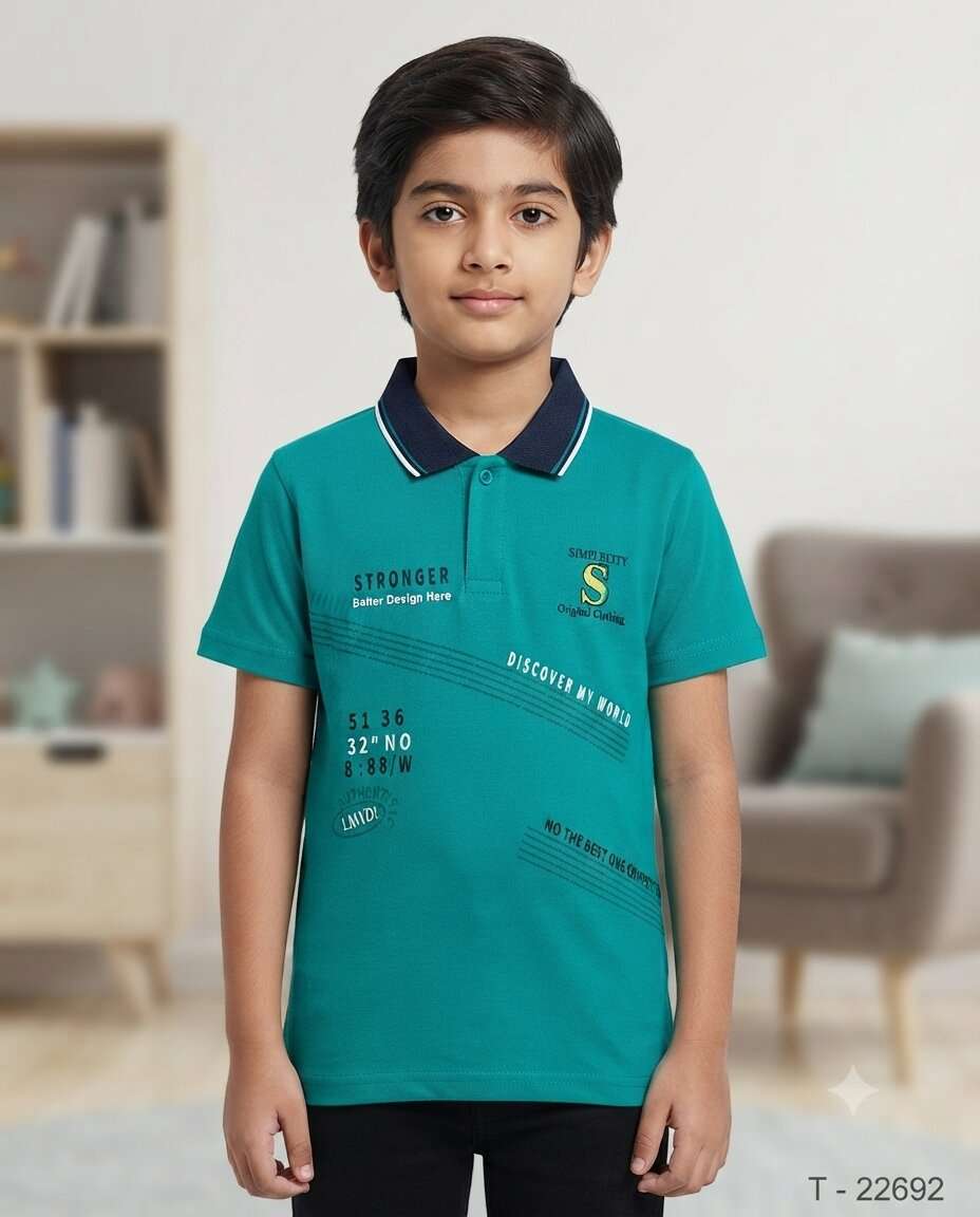 HEROPANTI BOYS FANCY PRINT GRS COLLAR T/S H/S (7/9)